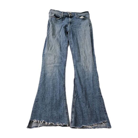 MOTHER Flare Jeans 29 Blue The Runaway Step Fray Kiss & Make Up Boho Stretch - Picture 1 of 12